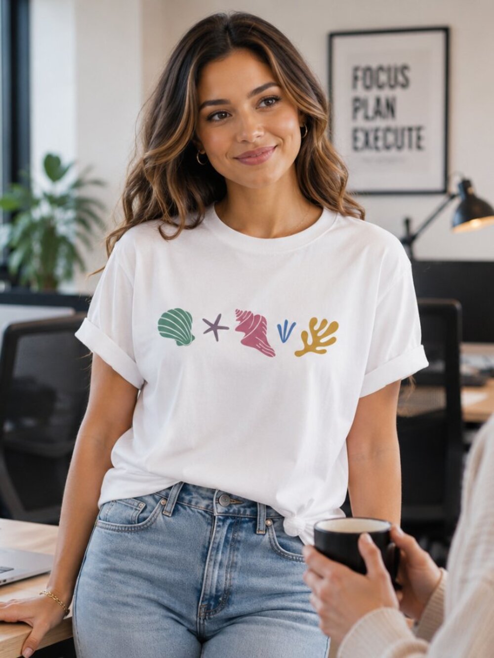 Coral & Seashells T-Shirt | Beach Vibes Seascape Graphic Tee